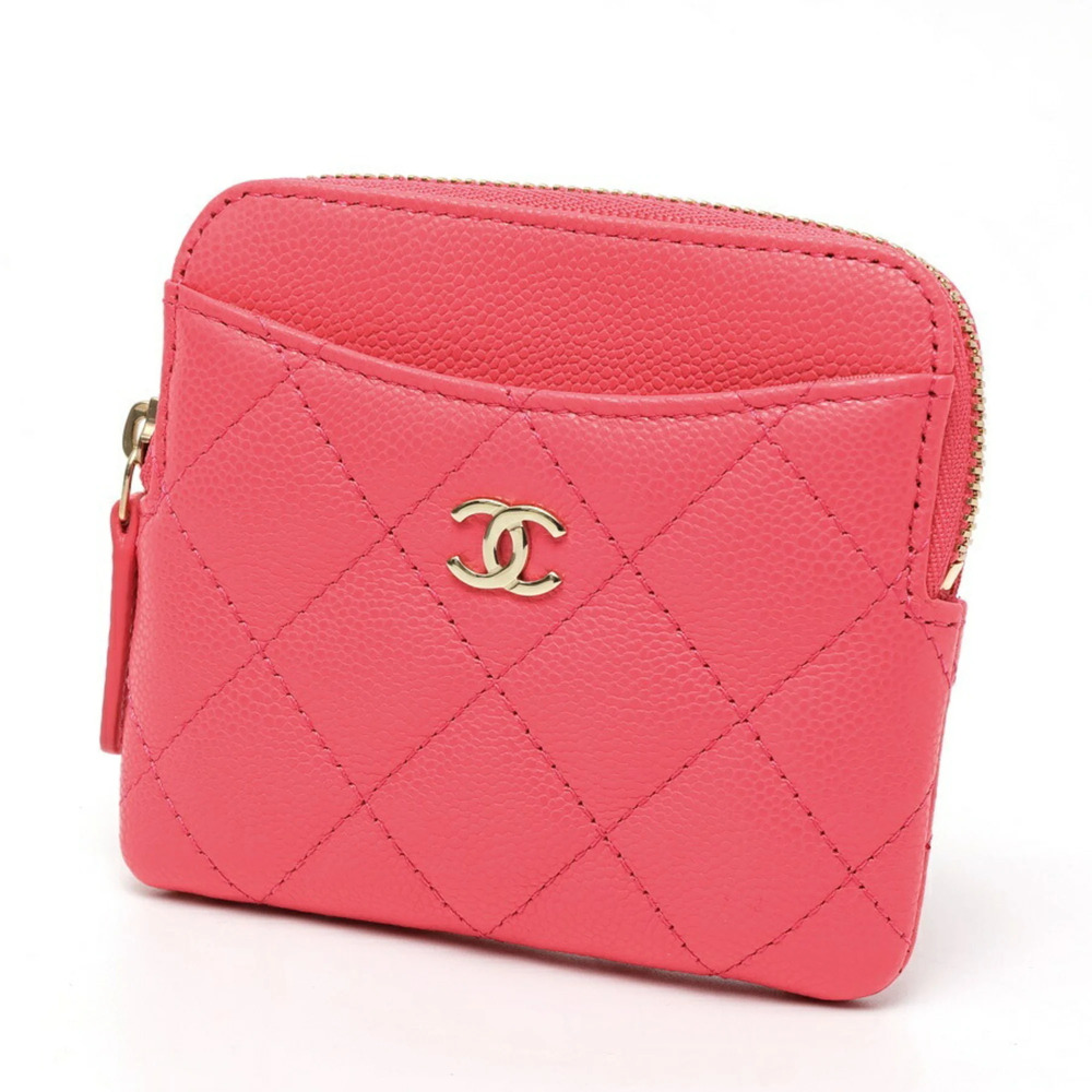 CHANEL Authentic Pink Caviar Leather Wallet